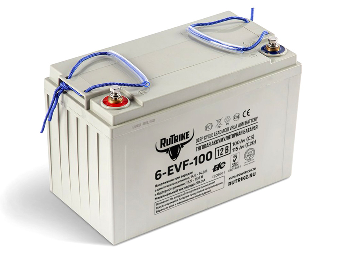 Свинцово-кислотный тяговый гелевый аккумулятор RuTrike 6-EVF-100 (12V100A/H C3)