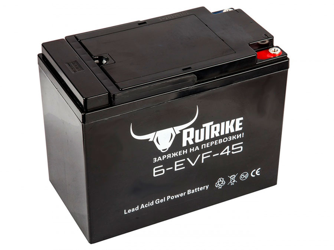 Свинцово-кислотный тяговый гелевый аккумулятор RuTrike 6-EVF-45 (12V45A/H C3)
