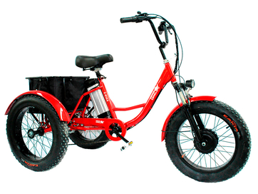 Электрический трицикл фэтбайк GreenCamel Трайк-F20 (500W 12Ah), Красный